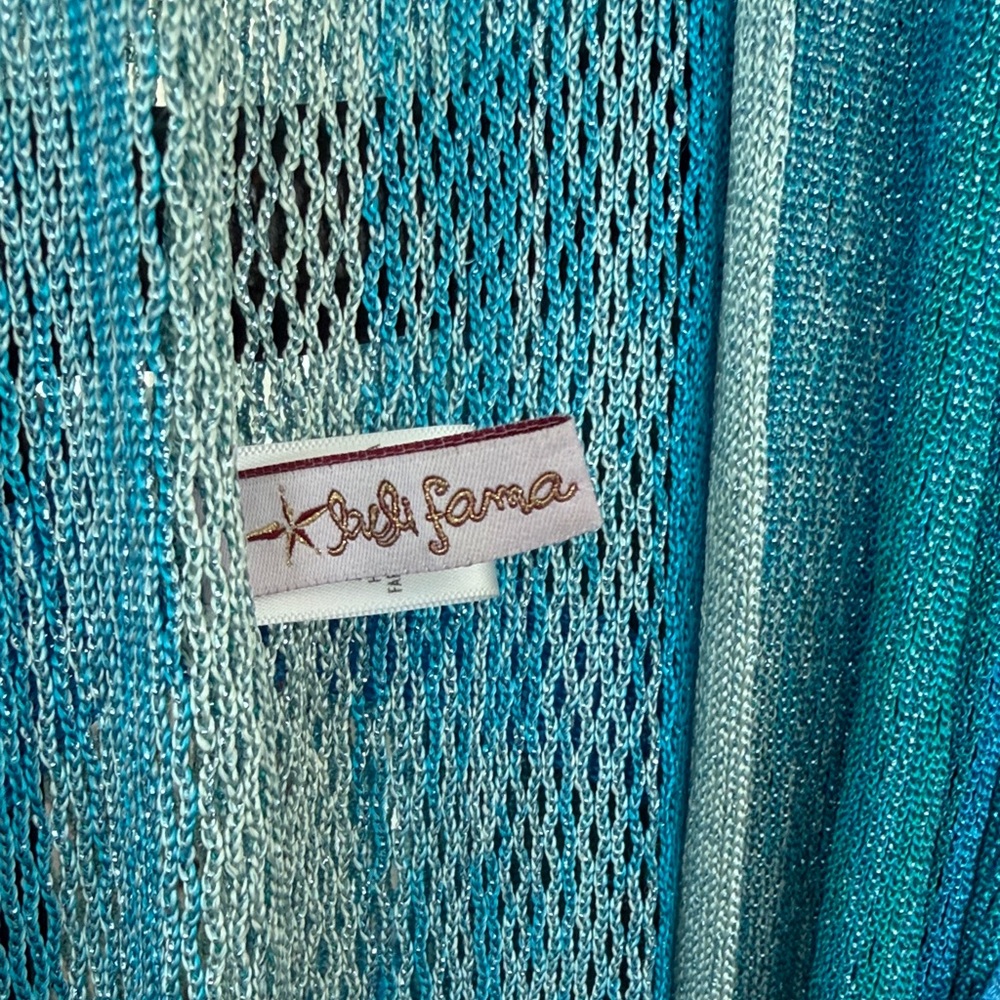 Luli Fama Sheer Blue Ombre Fringe long kaftan - Picture 2 of 5